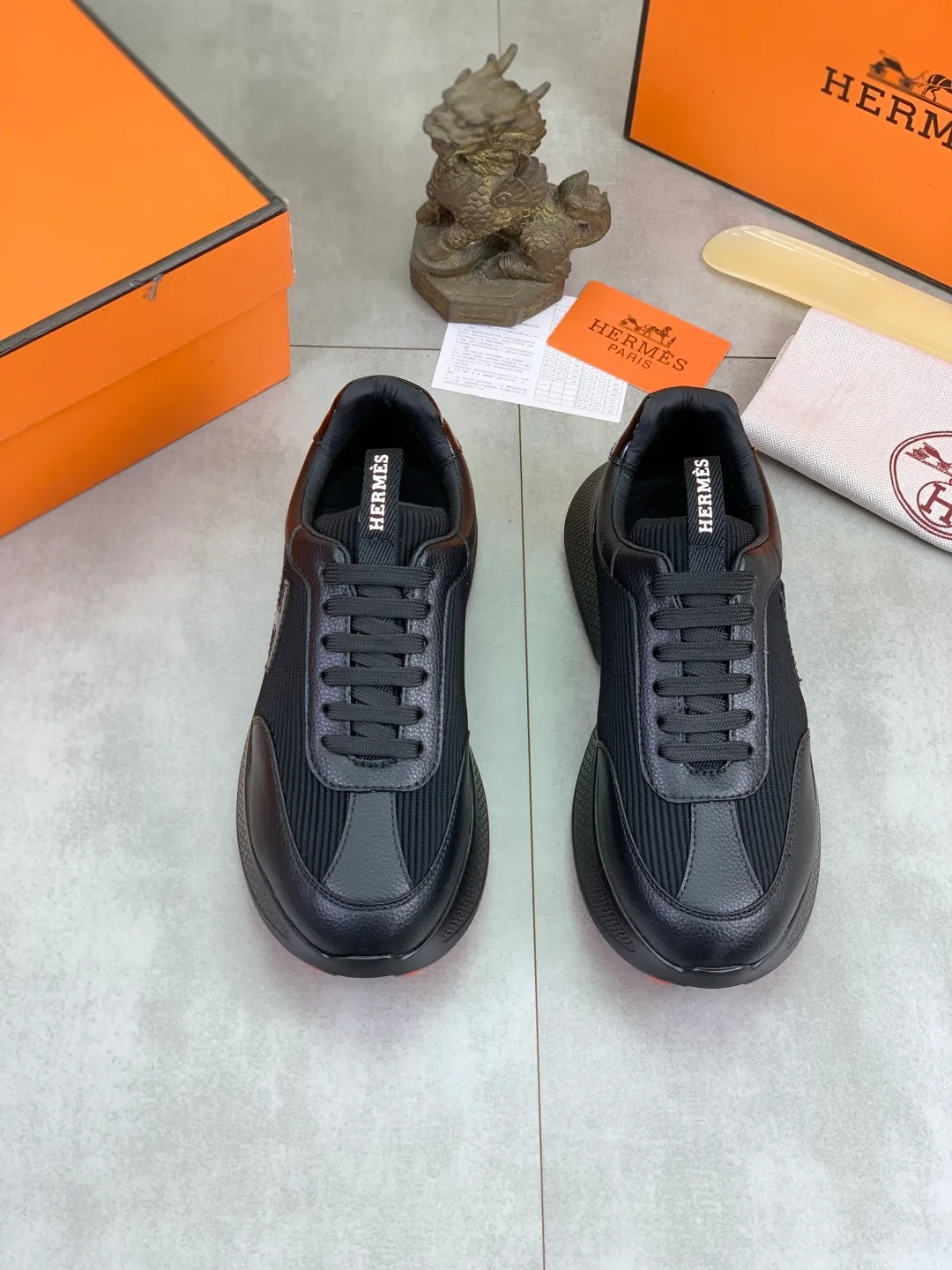 Men's men's shoes P460 new style [HERMES] Hermès - High-end quality original order - Upper: 🔝Nappa calfskin, sewn brand 'H' totem - Inner: water-dyed cowhide - Outsole: ultra-light TPU foam; molded outsole - Ultra-high quality control·Fine workmanship: highlighted (high-end·nobility·grade) -Size: 38-44 (45 can be customized)·
